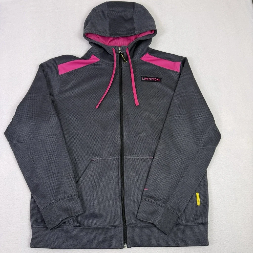 Nike Livestrong‎ Hoodie Jacket Men's L Therma-Fit Full Zip Gray Pink 547841-011